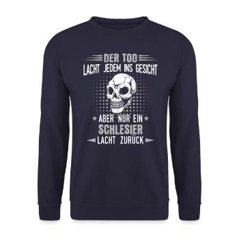 Schlesien Schlesier Deutschland Polen Spruch - Unisex Pullover - Navy - Vorne - Alina (178cm) & Michal (187cm)