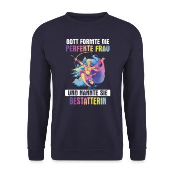 Bestatter Bestatterin Bestatten Beruf Spruch - Unisex Pullover - Navy - Vorne - Alina (178cm) & Michal (187cm)
