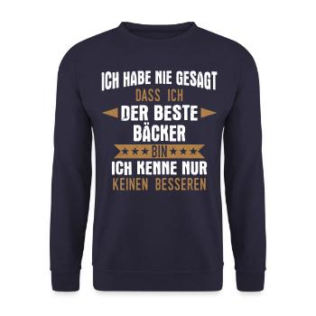 Bäcker Bäckerin Bäckerei Beruf Spruch - Unisex Pullover - Navy - Vorne - Alina (178cm) & Michal (187cm)