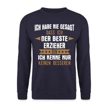 Erzieher Erzieherin Kindergärtner Spruch Beruf - Unisex Pullover - Navy - Vorne - Alina (178cm) & Michal (187cm)