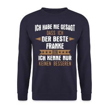 Franken Franke Fränkin Fränkisch Heimat Spruch - Unisex Pullover - Navy - Vorne - Alina (178cm) & Michal (187cm)