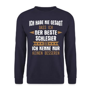 Schlesien Schlesier Deutschland Polen Spruch - Unisex Pullover - Navy - Vorne - Alina (178cm) & Michal (187cm)