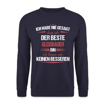 Gleisbauer Gleisbau Eisenbahn Gleise Beruf Spruch - Unisex Pullover - Navy - Vorne - Alina (178cm) & Michal (187cm)