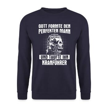 Kranführer Kran Baustelle Kranfahrer Spruch - Unisex Pullover - Navy - Vorne - Alina (178cm) & Michal (187cm)
