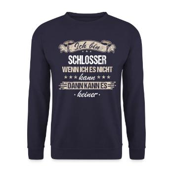 Schlosser Metallbauer Schlossermeister Spruch - Unisex Pullover - Navy - Vorne - Alina (178cm) & Michal (187cm)