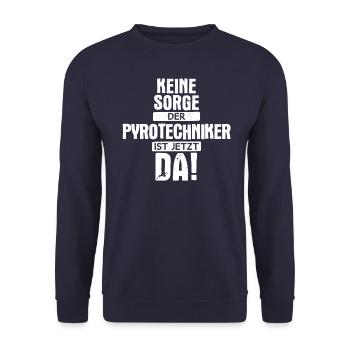 Pyrotechniker Feuerwerk Pyro Sprengmeister Spruch - Unisex Pullover - Navy - Vorne - Alina (178cm) & Michal (187cm)