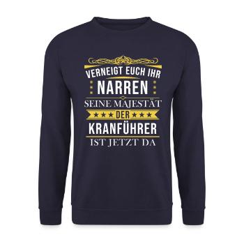 Kranführer Kran Baustelle Kranfahrer Spruch - Unisex Pullover - Navy - Vorne - Alina (178cm) & Michal (187cm)