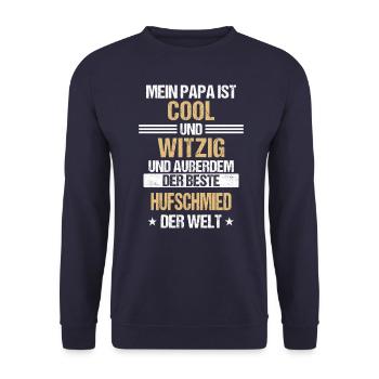 Hufschmied Hufe Schmied Tierhufen Hufeisen Spruch - Unisex Pullover - Navy - Vorne - Alina (178cm) & Michal (187cm)