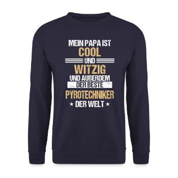 Pyrotechniker Feuerwerk Pyro Sprengmeister Spruch - Unisex Pullover - Navy - Vorne - Alina (178cm) & Michal (187cm)
