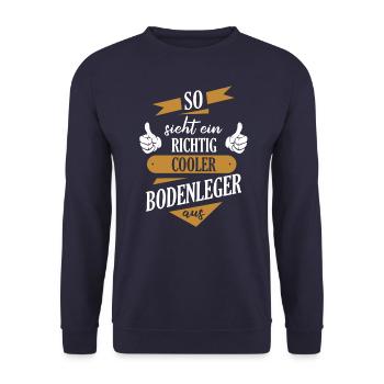 Bodenleger Parkettleger Spruch - Unisex Pullover - Navy - Vorne - Alina (178cm) & Michal (187cm)