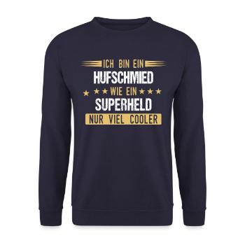 Hufschmied Hufe Schmied Tierhufen Hufeisen Spruch - Unisex Pullover - Navy - Vorne - Alina (178cm) & Michal (187cm)