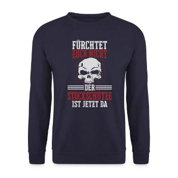 Stockschießen Eisstockschießen Eisstock Spruch - Unisex Pullover - Navy - Vorne - Alina (178cm) & Michal (187cm)