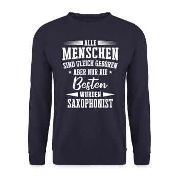 Saxophone Saxophonist Instrument Spruch - Unisex Pullover - Navy - Vorne - Alina (178cm) & Michal (187cm)