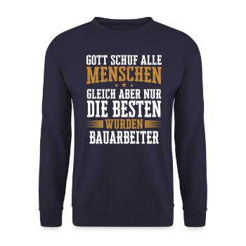 Bauarbeiter Baustelle Baggerfahrer Spruch - Unisex Pullover - Navy - Vorne - Alina (178cm) & Michal (187cm)