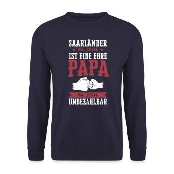 Saarland Saarländerin Saarländer Spruch - Unisex Pullover - Navy - Vorne - Alina (178cm) & Michal (187cm)