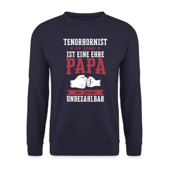 Tenorhorn Blasinstrument Tenorhornist Spruch - Unisex Pullover - Navy - Vorne - Alina (178cm) & Michal (187cm)