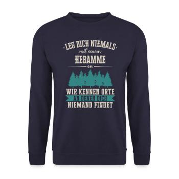 Hebamme Hebammen Entbindungspflegerin Beruf Spruch - Unisex Pullover - Navy - Vorne - Alina (178cm) & Michal (187cm)