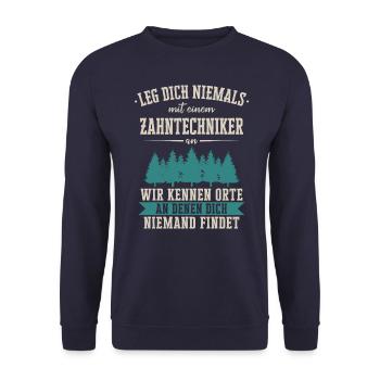 Zahntechniker Zahntechnik Zahnarzt Spruch - Unisex Pullover - Navy - Vorne - Alina (178cm) & Michal (187cm)