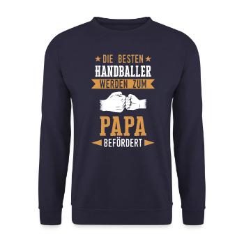 Handball Handballer Handballspieler Spruch - Unisex Pullover - Navy - Vorne - Alina (178cm) & Michal (187cm)