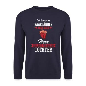 Saarland Saarländerin Saarländer Spruch - Unisex Pullover - Navy - Vorne - Alina (178cm) & Michal (187cm)