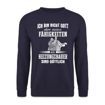 Heizungsbauer Heizungsbau Bauarbeiter Beruf Spruch - Unisex Pullover - Navy - Vorne - Alina (178cm) & Michal (187cm)