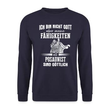 Posaune Posaunist Instrument Spruch - Unisex Pullover - Navy - Vorne - Alina (178cm) & Michal (187cm)