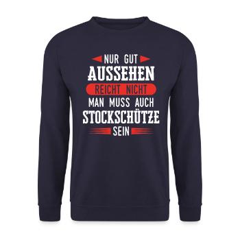 Stockschießen Eisstockschießen Eisstock Spruch - Unisex Pullover - Navy - Vorne - Alina (178cm) & Michal (187cm)