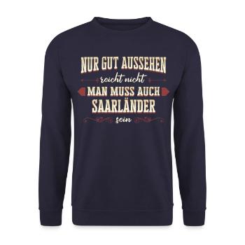 Saarland Saarländerin Saarländer Spruch - Unisex Pullover - Navy - Vorne - Alina (178cm) & Michal (187cm)