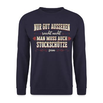 Stockschießen Eisstockschießen Eisstock Spruch - Unisex Pullover - Navy - Vorne - Alina (178cm) & Michal (187cm)