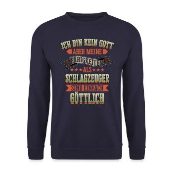 Schlagzeug Schlagzeuger Drummer Instrument Spruch - Unisex Pullover - Navy - Vorne - Alina (178cm) & Michal (187cm)