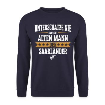 Saarland Saarländerin Saarländer Spruch - Unisex Pullover - Navy - Vorne - Alina (178cm) & Michal (187cm)