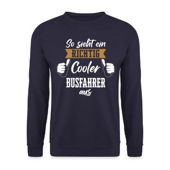 Busfahrer Busfahrerin Bus Reisebus Beruf Spruch - Unisex Pullover - Navy - Vorne - Alina (178cm) & Michal (187cm)
