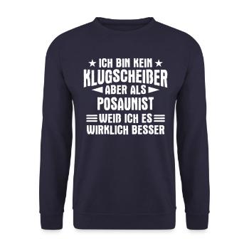Posaune Posaunist Instrument Spruch - Unisex Pullover - Navy - Vorne - Alina (178cm) & Michal (187cm)