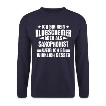 Saxophone Saxophonist Instrument Spruch - Unisex Pullover - Navy - Vorne - Alina (178cm) & Michal (187cm)