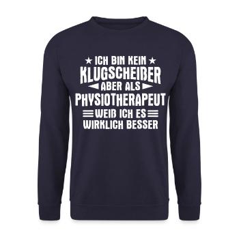 Physiotherapeut Physio Praxis Physiotherapie - Unisex Pullover - Navy - Vorne - Alina (178cm) & Michal (187cm)
