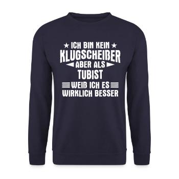 Tuba Tubist Tubaspieler Instrument Spruch - Unisex Pullover - Navy - Vorne - Alina (178cm) & Michal (187cm)