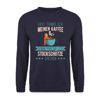 Stockschießen Eisstockschießen Eisstock Spruch - Unisex Pullover - Navy - Vorne - Alina (178cm) & Michal (187cm)