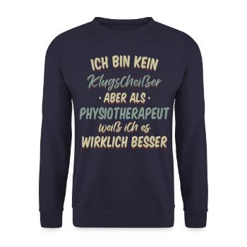 Physiotherapeut Physio Praxis Physiotherapie - Unisex Pullover - Navy - Vorne - Alina (178cm) & Michal (187cm)