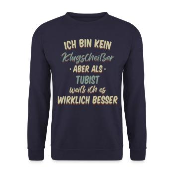 Tuba Tubist Tubaspieler Instrument Spruch - Unisex Pullover - Navy - Vorne - Alina (178cm) & Michal (187cm)