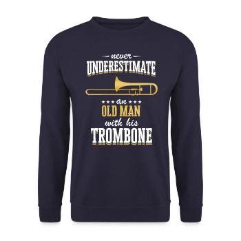 Posaune Posaunist Instrument Spruch - Unisex Pullover - Navy - Vorne - Alina (178cm) & Michal (187cm)