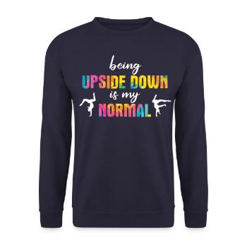 Turnen Turner Bodenturnen Geräteturnen Spruch - Unisex Pullover - Navy - Vorne - Alina (178cm) & Michal (187cm)