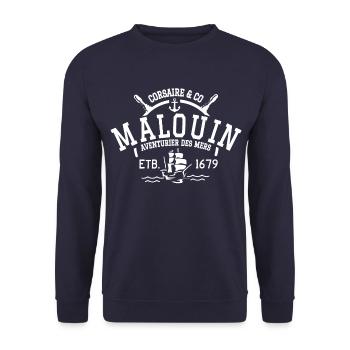 Corsair and Malouin - Unisex Sweatshirt - navy - Front - Alina (178cm) & Michal (187cm)