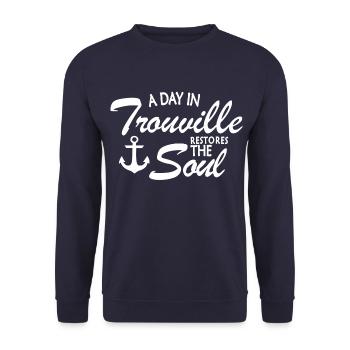 a day in Trouville restores the soul - Unisex Sweatshirt - navy - Front - Alina (178cm) & Michal (187cm)