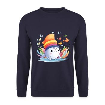 Cute narwhal - Unisex Sweatshirt - navy - Front - Alina (178cm) & Michal (187cm)