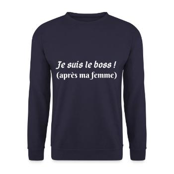 Je suis le boss apres ma femme - Sweat-shirt Unisexe - marine - Devant - Alina (178cm) & Michal (187cm)