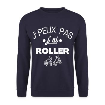 Roller j' peux pas j' ai roller humour cadeau - Sweat-shirt Unisexe - marine - Devant - Alina (178cm) & Michal (187cm)