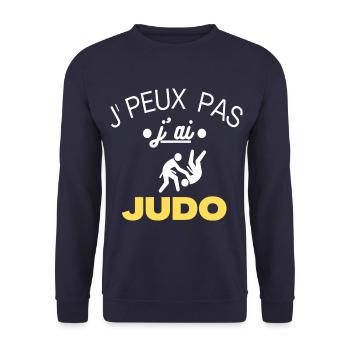 T shirt judo j' peux pas j' ai judo humour cadeau - Sweat-shirt Unisexe - marine - Devant - Alina (178cm) & Michal (187cm)