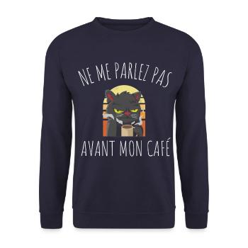 Café pas avant mon café humour chat cadeau - Sweat-shirt Unisexe - marine - Devant - Alina (178cm) & Michal (187cm)