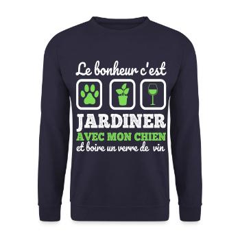 Le bonheur c'est jardiner cadeau jardinage - Sweat-shirt Unisexe - marine - Devant - Alina (178cm) & Michal (187cm)