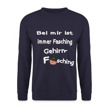 Bei mir ist immer Fasching - Gehirnfasching - Unisex Pullover - Navy - Vorne - Alina (178cm) & Michal (187cm)